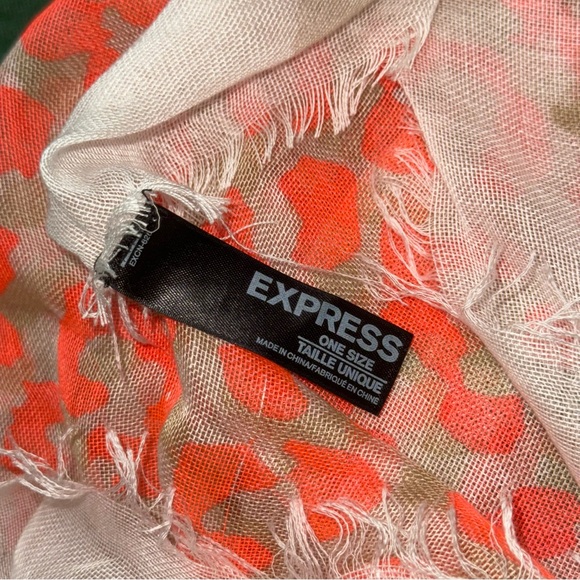 Express Coral Orange Beige Leopard Print Scarf Beautiful Spring Summer Fall - Picture 6 of 14